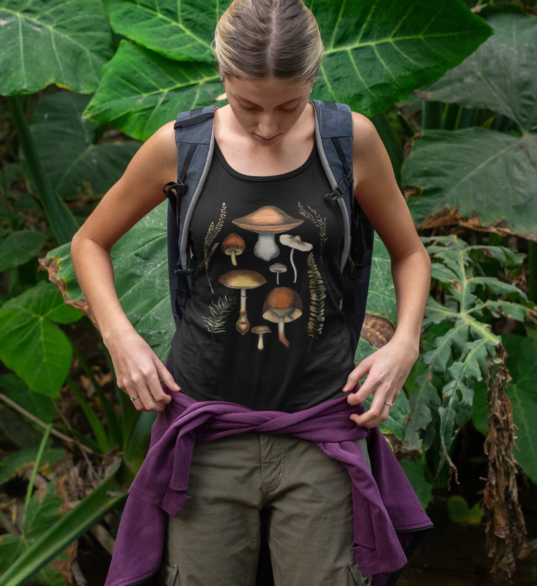 Boho Mushroom Print Cropped Tank Top