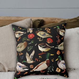 Mallard Duck Throw Pillow, Duck Pillow, Square Pillow, Throw Pillow for Bed, Throw Pillow for Couch, Unique Pillows, Throw Pillow
