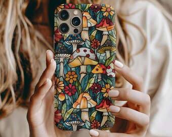 Mushroom Phone Case, Botanical Phone Case, Stain Glass Phonecase,  iPhone 16 15 14 13 12 11 Pro Max, Phone Casing iPhone, Mushroom Phonecase