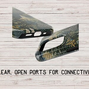 May include: Two phone cases with a camouflage pattern. The cases have open ports for connectivity.