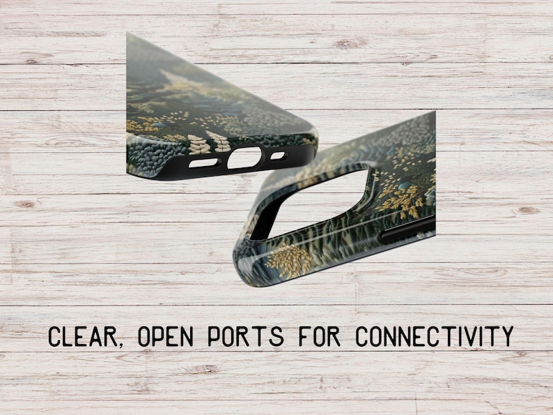 May include: Two phone cases with a camouflage pattern. The cases have open ports for connectivity.