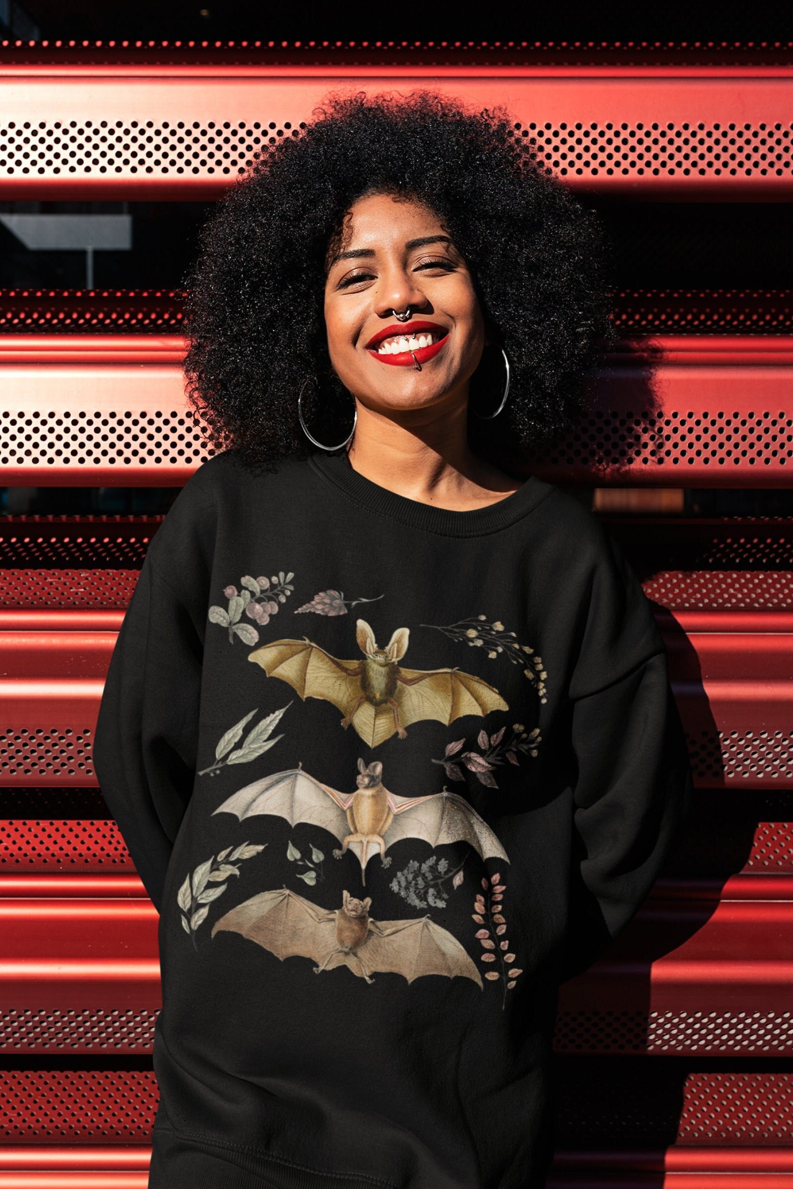 Bat Sweatshirt, Bat Shirt, Dark Cottagecore Sweatshirt, Gothic Sweatshirt, Bat Sweater, Witchy Clothing, Naturecore, Bats