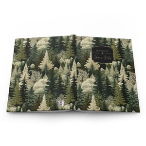 Forest Theme Journal, Pine Trees Hardcover Notebook, Hard Cover Personalized Journals, Custom Name, Writing Diary image 6