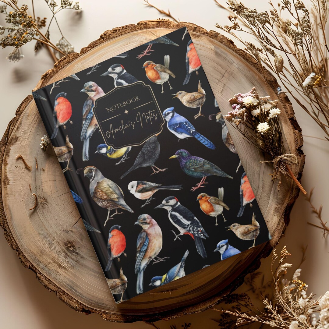 Birds Personalized Journal, Bird Notebook, Hard Cover Name Journals ...