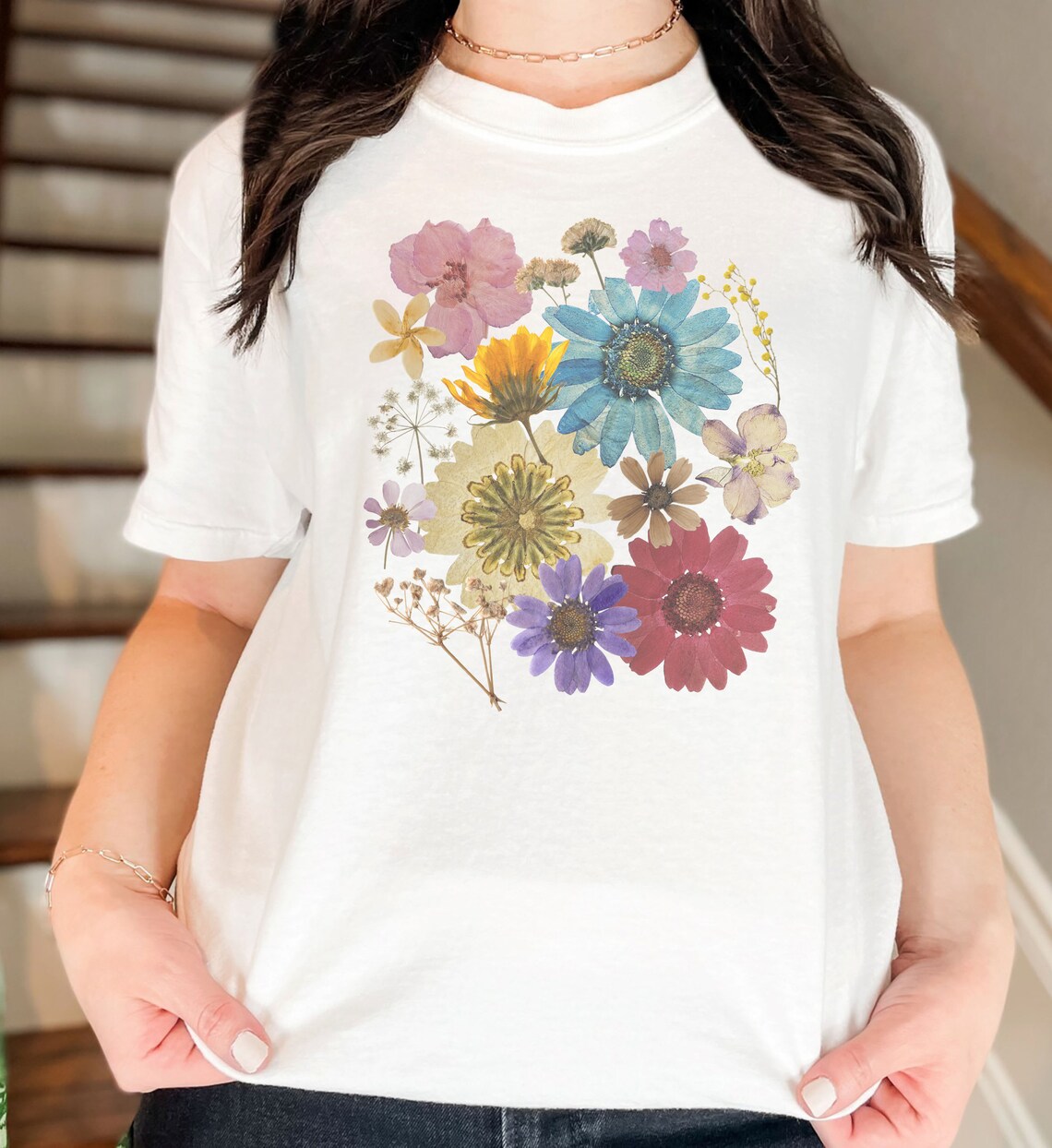 Wildflower Tshirt Wildflower Shirt Pressed Flowers Tshirt Etsy