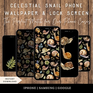 Celestial Snail Wallpaper, Snail Phone Wallpaper, Phone Lockscreen, Phone Background, Phone Wallpaper, Wallpaper Pack,Set of Phone Wallpaper