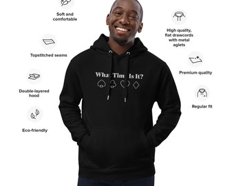 Black What Time Is It? Brand Premium eco hoodie