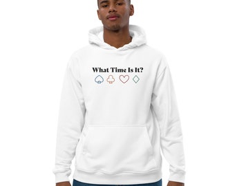 Limited Edition White What Time Is It? Premium eco hoodie