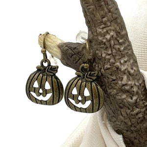 Pumpkin Earrings Jack O Lantern Earrings Small Pumpkin Dangle Drop Earrings Halloween Earrings Fall Halloween Earrings for October Jewelry