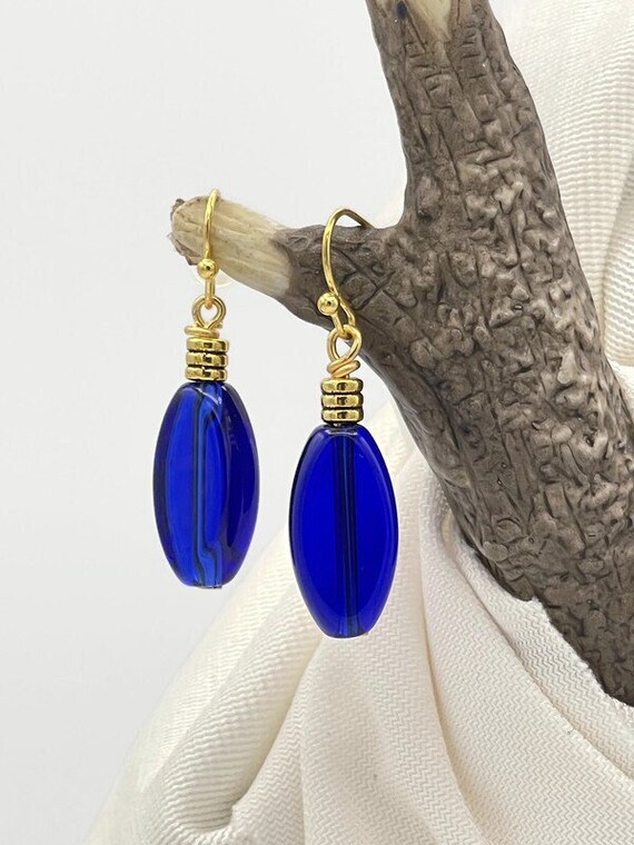 Royal blue dangle earrings deals