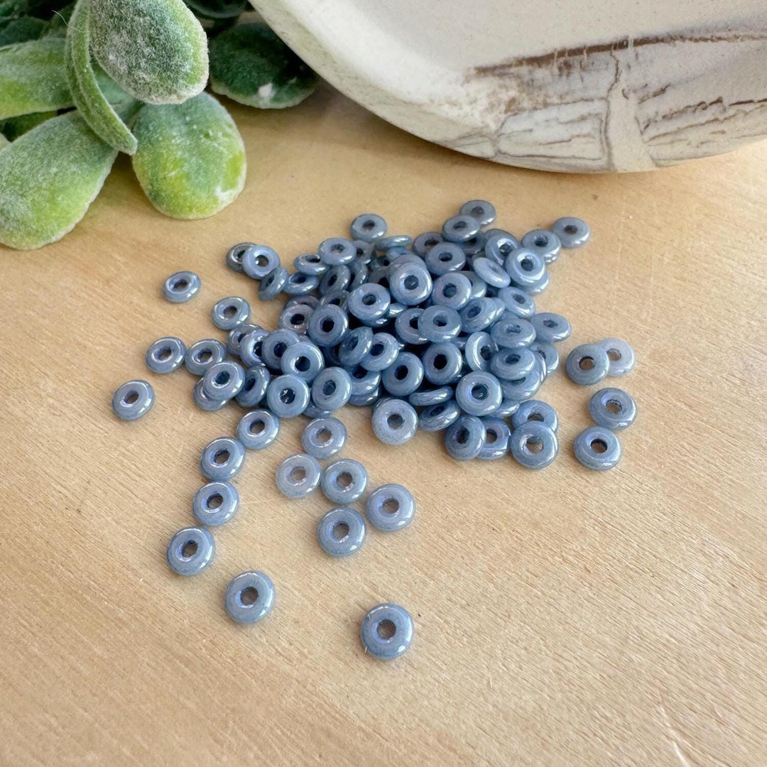 O Ring Beads, Blue Luster, Tiny 1x4mm Czech Glass Rings, 5 Grams, Fish ...