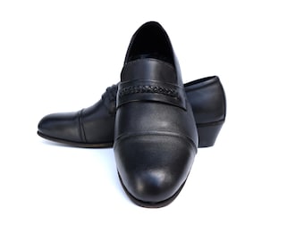 Handmade Black Genuine Leather Oxford Shoes: Men's Durable Dress Shoes