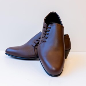 Handmade Brown Leather Oxford Shoes – Durable Thermo Sole