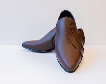 Handmade Brown Leather Oxford Shoes, Men's Dress Shoes