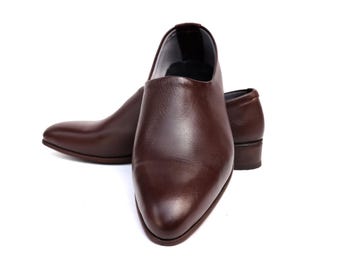 Men's Genuine Leather Oxford Shoes: Handmade Brown Dress Shoes