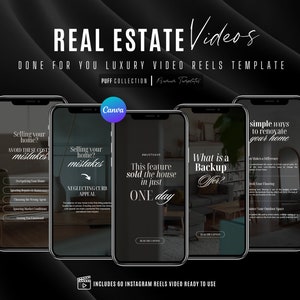 60 Real Estate Instagram Video Reels for Canva | Luxury Realtor Templates | Instagram Canva Template