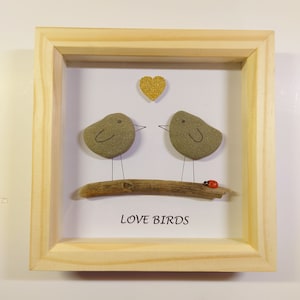 Medium Stone Art Picture - &#39;Love Birds&#39;