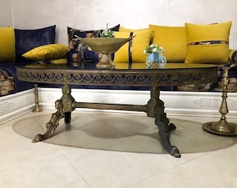 Craft brass table Rare hand engraved, Antique Coffee Table, Home Decor furniture copper table.