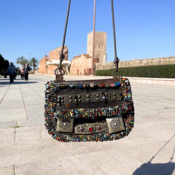 Handmade vintage Moroccan Berber Leather messenge… - image 2