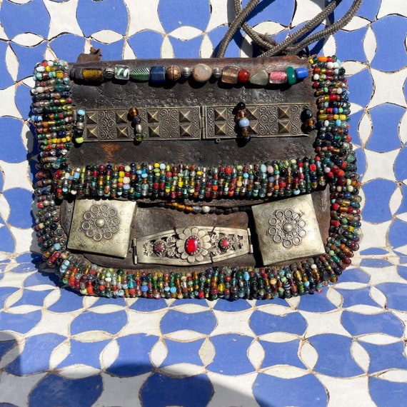Handmade vintage Moroccan Berber Leather messenge… - image 1