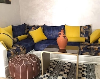 Moroccan pouf, leather pouf, ottoman pouf, pouf traditionnel