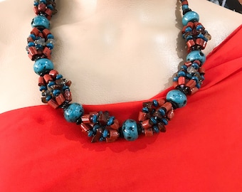 Tesoros bereberes del collar de las montañas del Alto Atlas, piedra semipreciosa antigua, collar amazigh, boho.