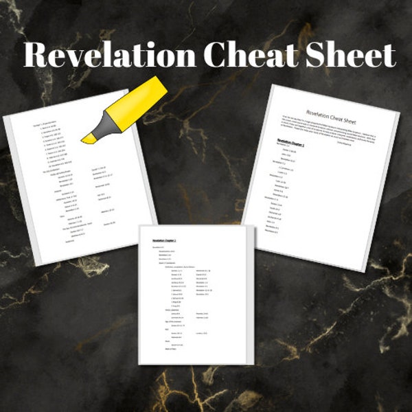 Revelation Cheat Sheet with Scriptural References Bible Study