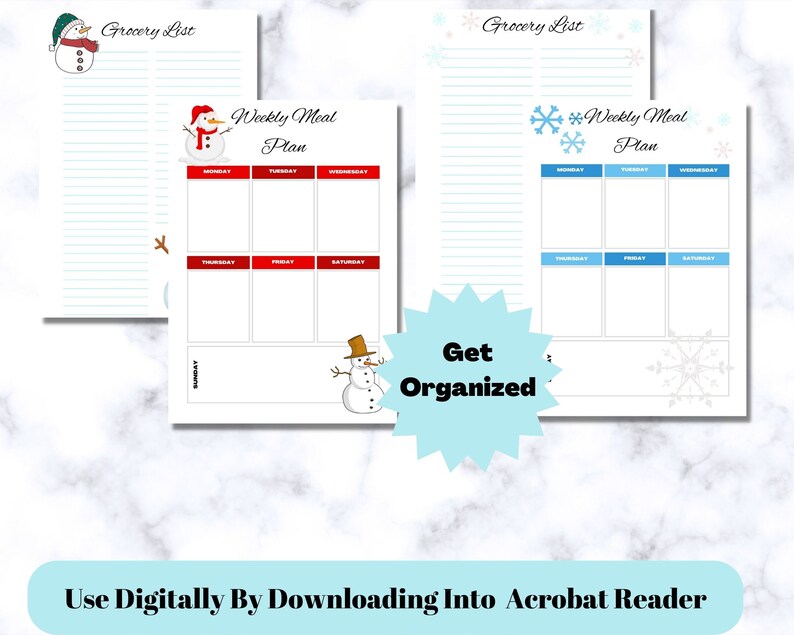 Printable Weekly Meal Plan & Grocery List Bundle 10 Designs - Etsy