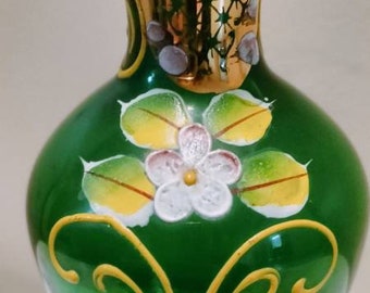 Emerald green bohemian vase