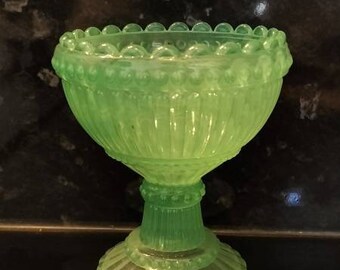Colored glass bowl, vintage candy dish