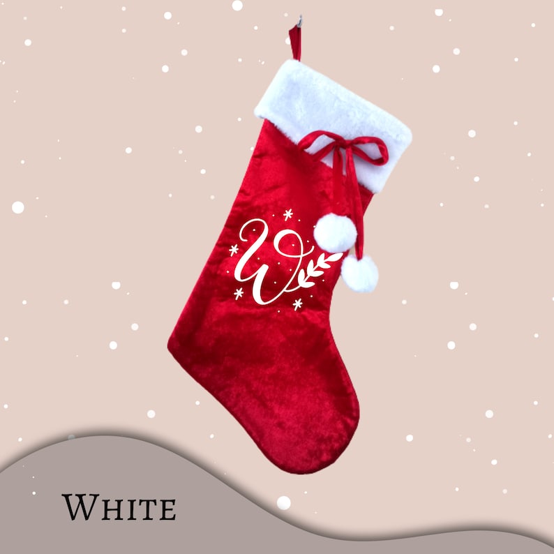 Monogram/initial Personalised Christmas Stocking, Traditional Red and