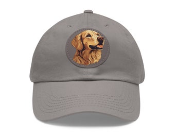Custom Dog Baseball Hat, Leather Patch Hat, Dog Dad Gift, Dog Mom Gift, Golden Retriever Hat, Personalized Dog Breed hat, Gift for Dog Lover