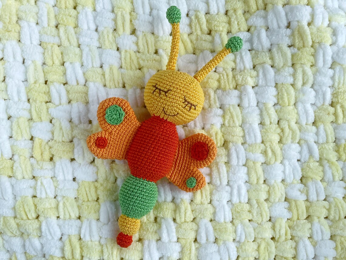 Butterfly Rattle/ Crochet Pattern/ Crochet Butterfly Rattle/ Etsy