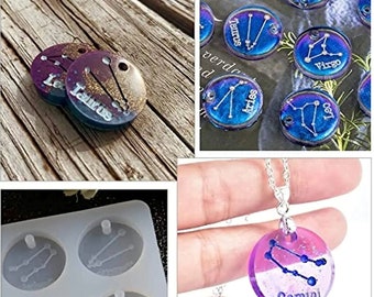 Stampo Segni zodiacali Orecchini gioielli portachiavi in silicone per collana e orecchino Gesso in resina fai da te