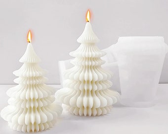 Stampo per candele per albero di abete, artigianato per candele per albero, stampo per albero di Natale in silicone 3D, candela artigianale per albero di Natale fai da te