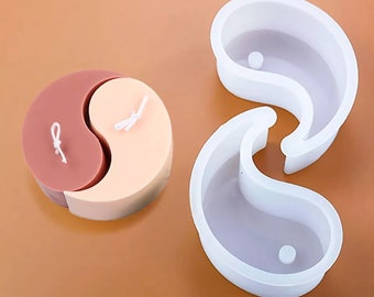 Stampo creativo Yin e Yang Zen per candele, resina, sapone, gesso, doppio stampo in silicone per fai da te o artigianato