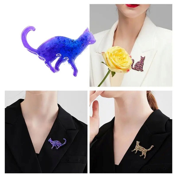 Moule Chat broche différentes positions silicone pour broche collier et boucle oreille DIY résine plâtre