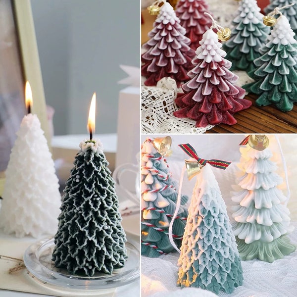 Fir tree candle mold, Tree candle craft, 3D Silicone Christmas tree mold, DIY Christmas tree craft candle