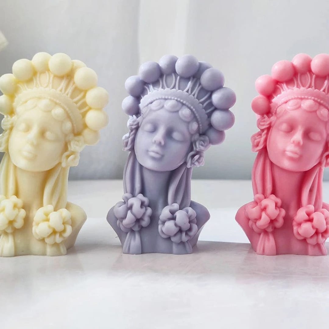 Young Woman Mold for Candle, Girl Candle Craft, 3D Silicone Mold Woman