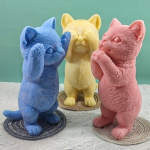 Cat Mold (20cm) Silicone - Large Cute Animal Mold for Candle Crafting, Plaster and Resin Decorating