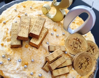Lingotto d'oro e stampo per fondente Bitcoin per torte, stampo in silicone alimentare, decorazione architettonica fai-da-te e stampo per fondente