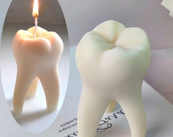 3D Tooth Shaped Silicone Candle Mold, 3D Silicone Dentist Mold, DIY and Craft Large Tooth Mold: Candle, Soap, Resin