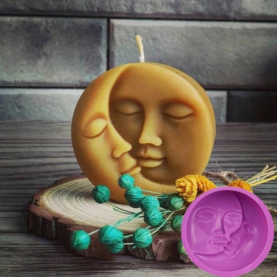 Food Grade Silicone Mold for Kitchen Moon and Sun, Candle Craft, 3D Silicone  Moon and Sun Soap Mold 