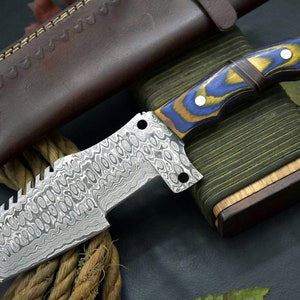 Tracker Knife Custom Damascus Steel Hunting Knife Handmade Full Tang Blade Bushcraft Camping Knife Leather Sheath Personalised Gift For Him