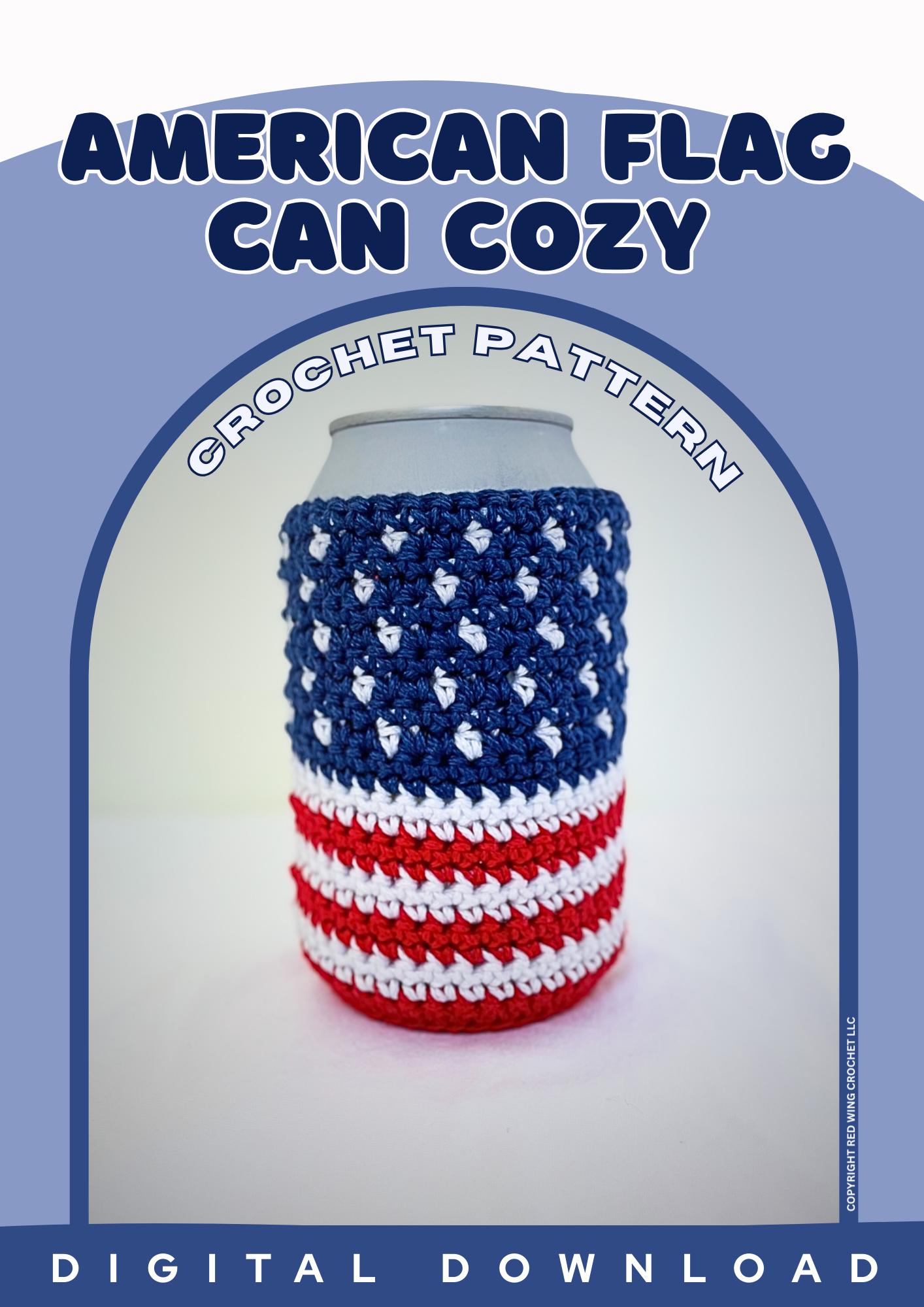 39 American Flag Crochet Patterns to Show Your Patriotic Style 14 Pattern American Flag Can Cozy Crochet