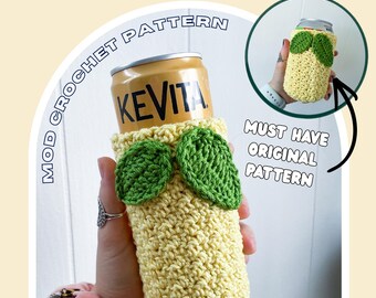 Lemon Can Cozy MOD Crochet Pattern | Slim Can Drink Holder (PDF)