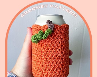 Pumpkin Crochet Can Cozy Pattern – With Bonus Cup Cozy (PDF Pattern)