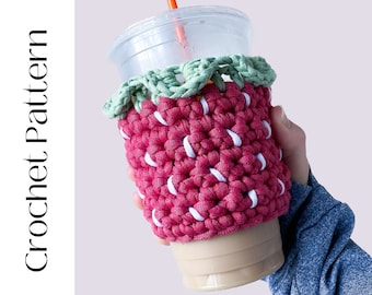 Strawberry Crochet Coffee Cozy Pattern | "Comfy Cozy" Design (PDF)