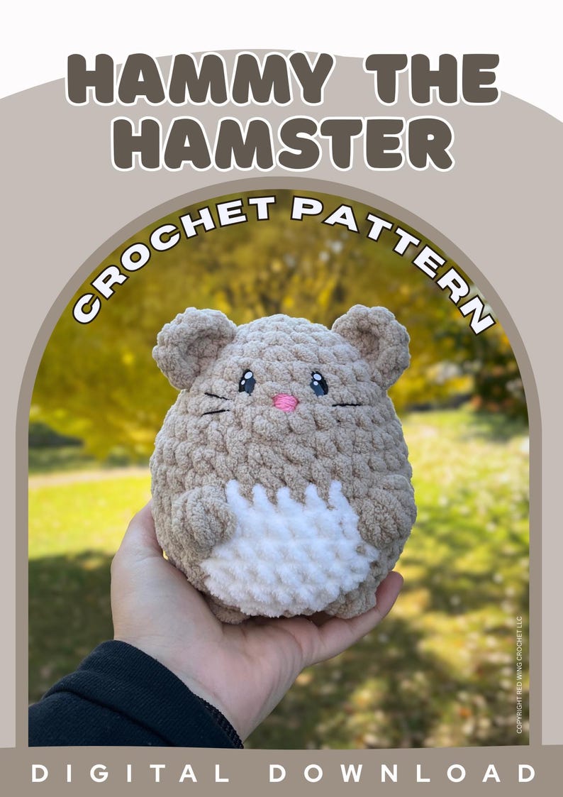Hammy The Hamster Crochet Pattern | Amigurumi Toy (4 Colorways) (Digital Download) image 1