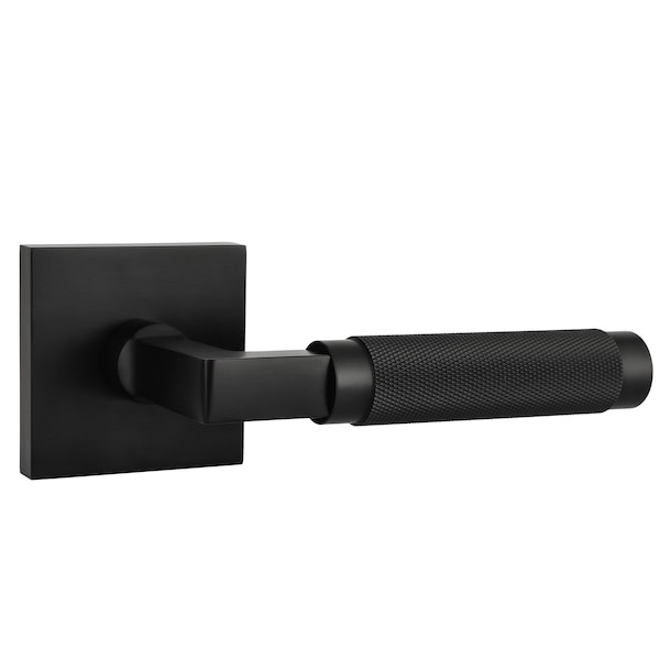 Door Lever Square Rosette - Soho - Gold with Knurled Door Handle - Luxury and Modern Door Hardware